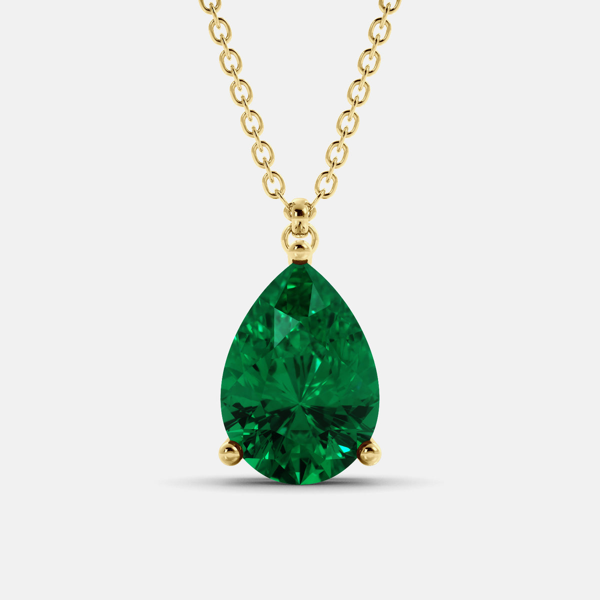 Emerald Pear-Cut Birthstone Solitaire Necklace