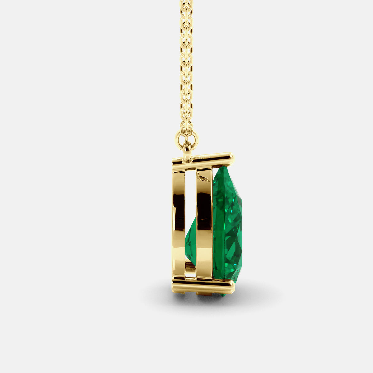 Emerald Pear-Cut Birthstone Solitaire Necklace