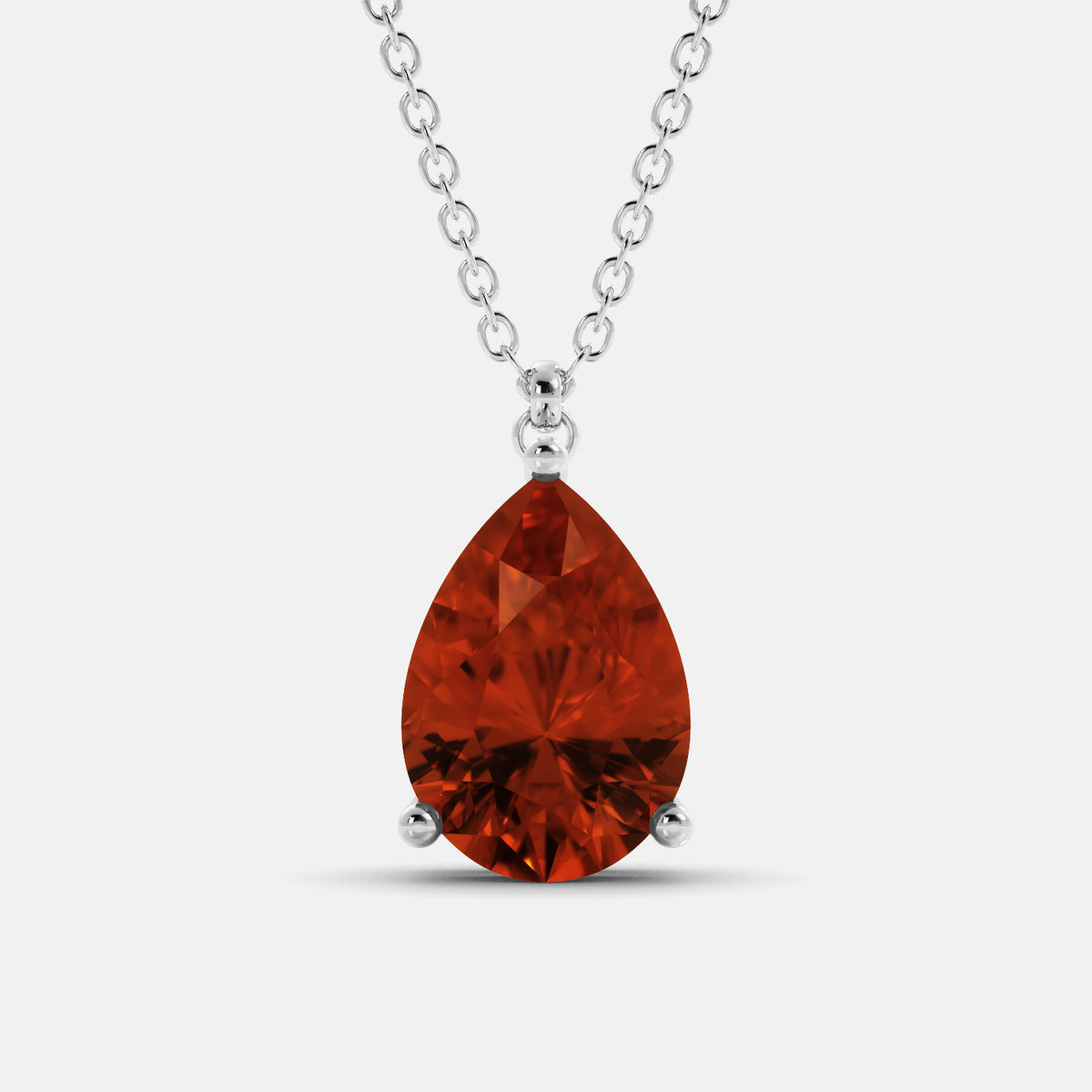 Ruby Pear-Cut Birthstone Solitaire Necklace