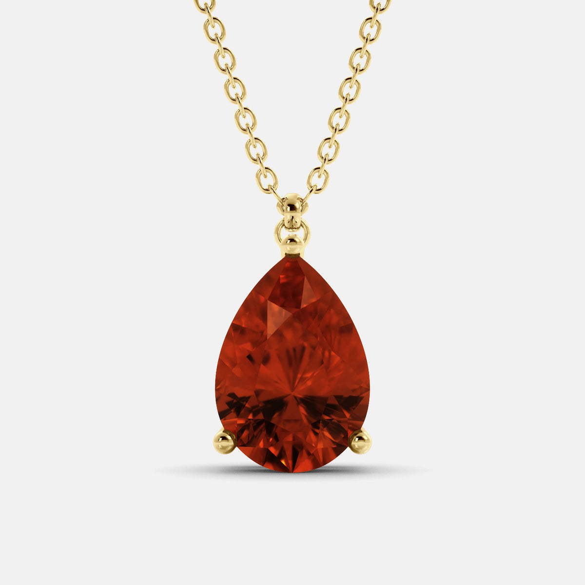 Ruby Pear-Cut Birthstone Solitaire Necklace