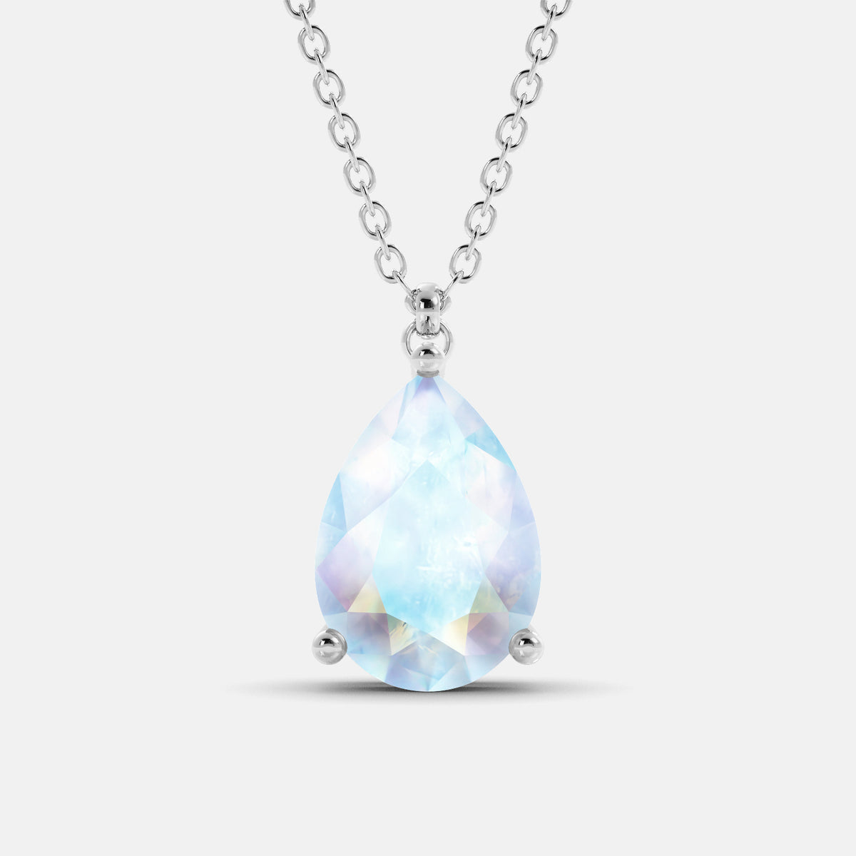 Moonstone Pear-Cut Birthstone Solitaire Necklace