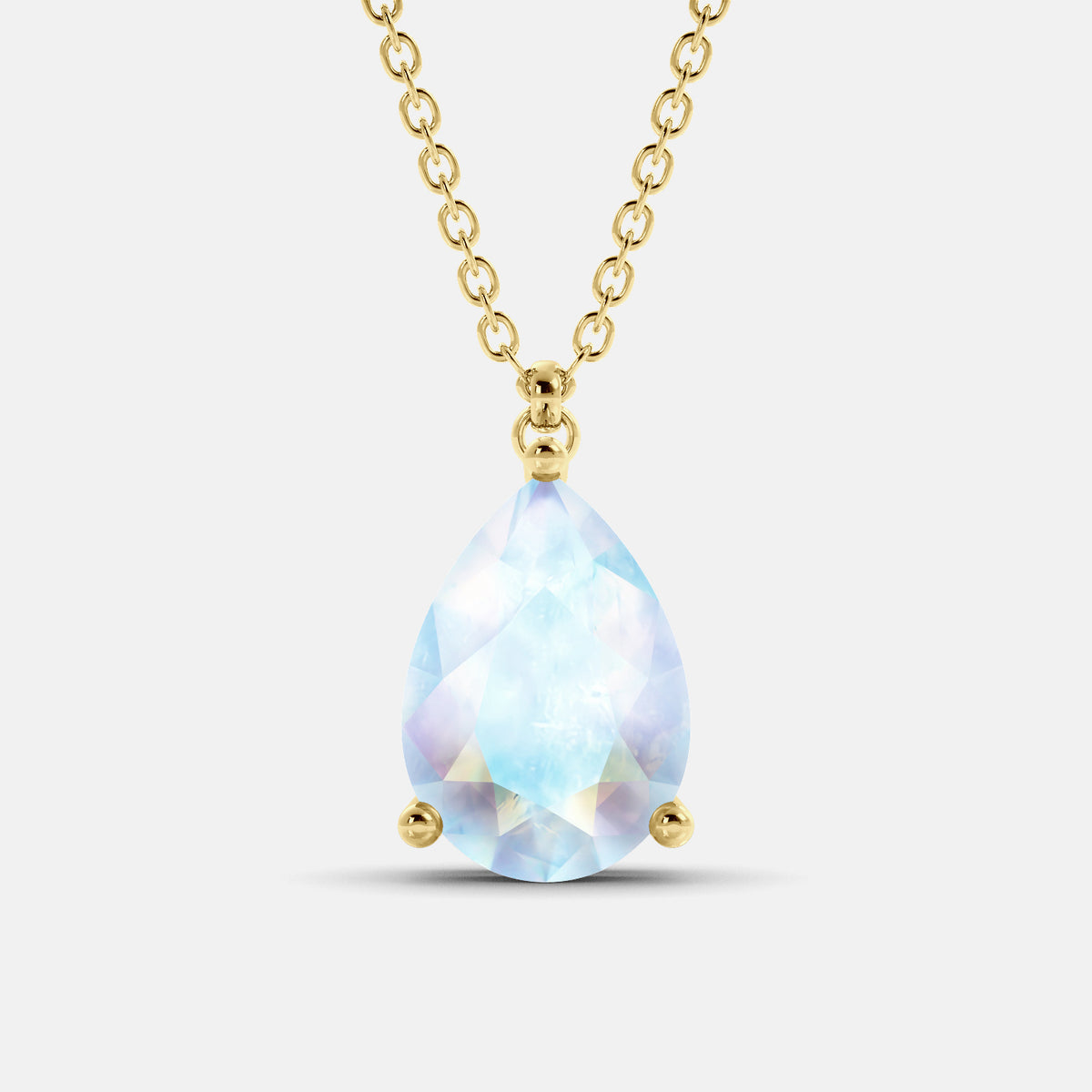 Moonstone Pear-Cut Birthstone Solitaire Necklace