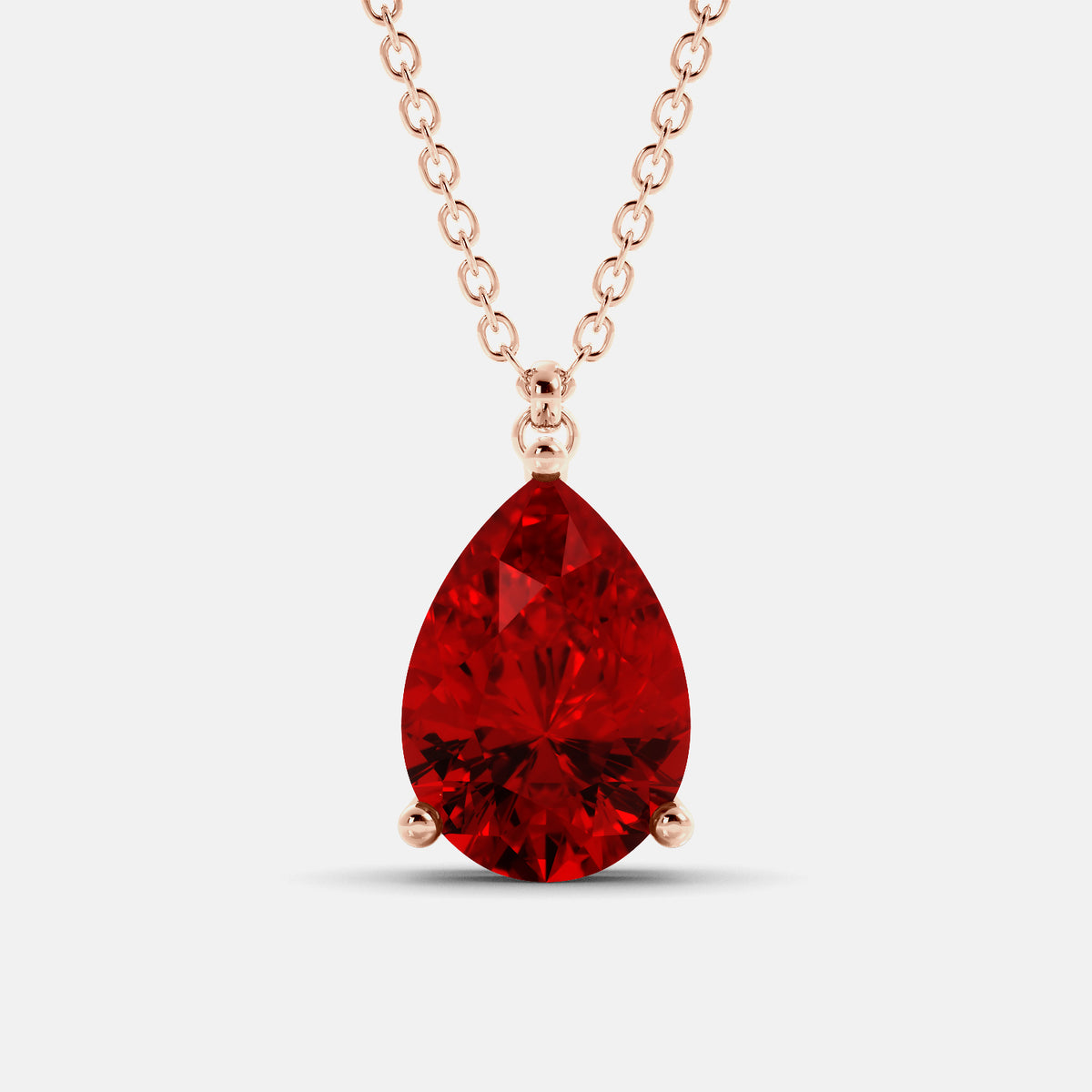 Ruby Pear-Cut Birthstone Solitaire Necklace