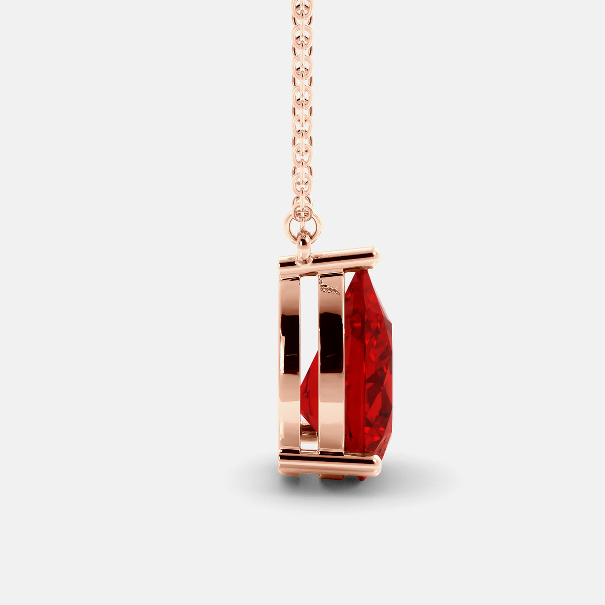 Ruby Pear-Cut Birthstone Solitaire Necklace