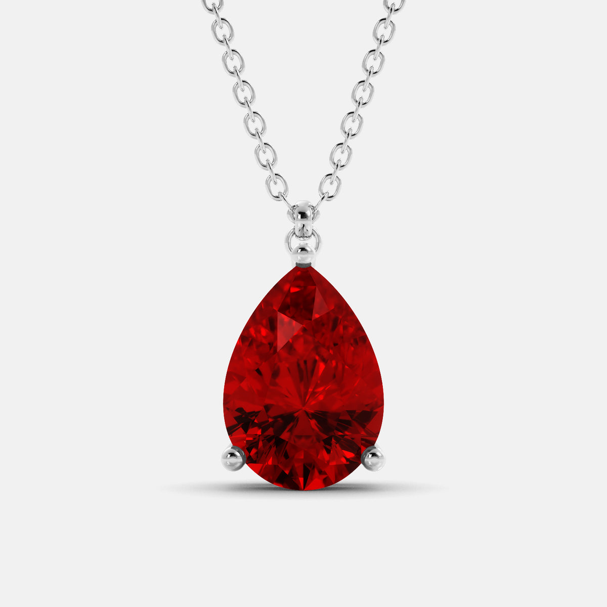 Garnet Pear-Cut Birthstone Solitaire Necklace