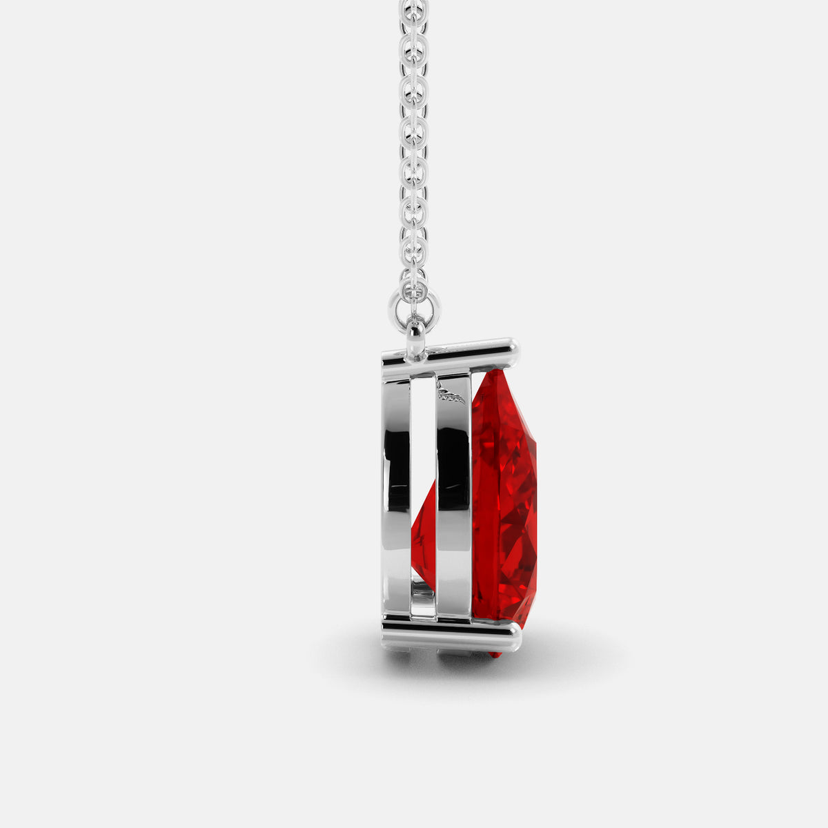 Ruby Pear-Cut Birthstone Solitaire Necklace