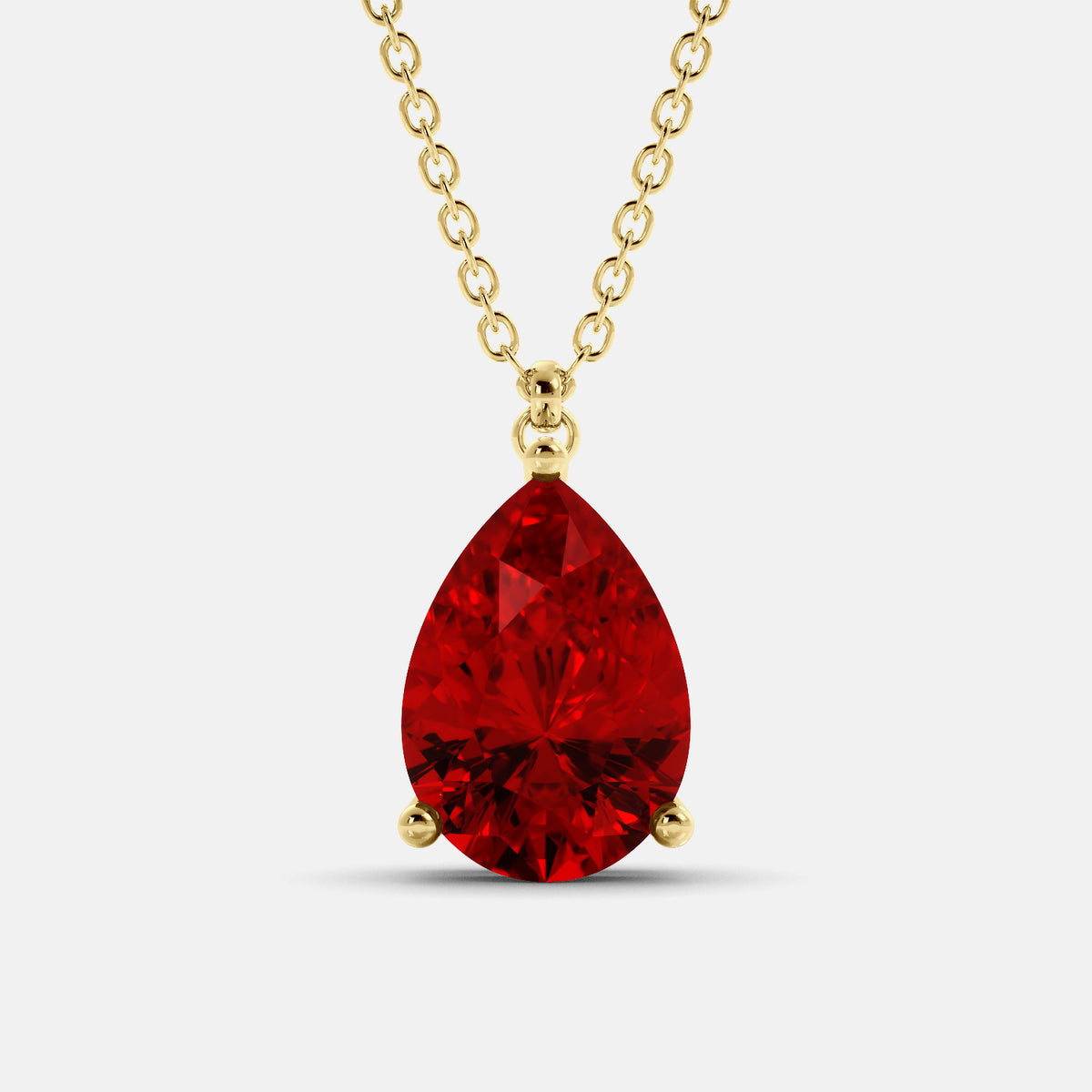 Garnet Pear-Cut Birthstone Solitaire Necklace