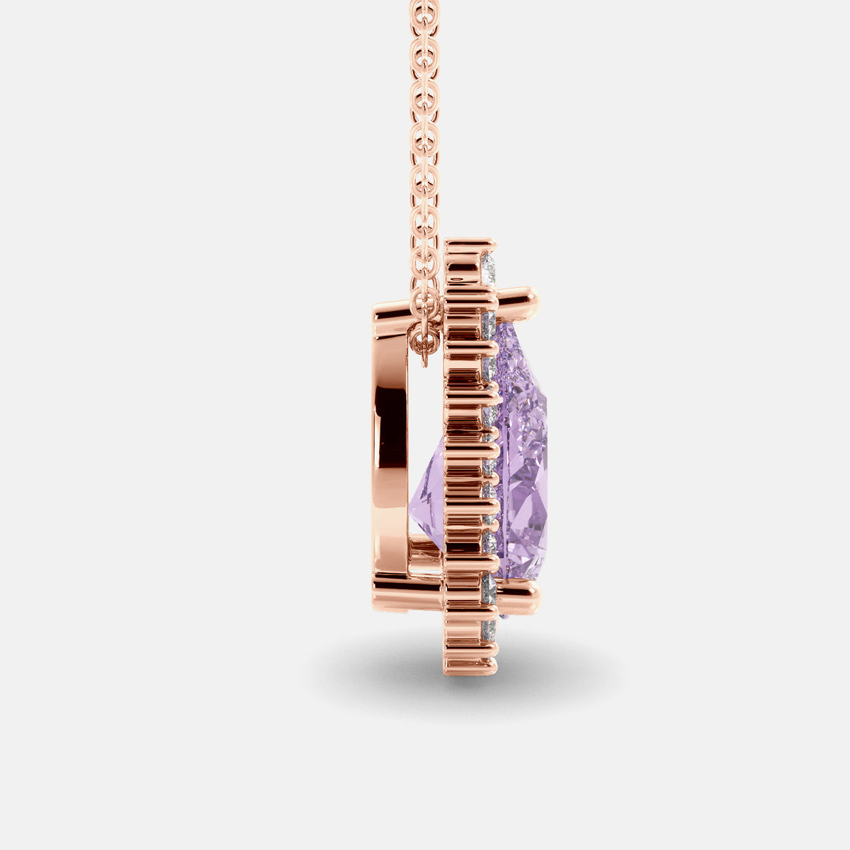 Amethyst Pear-Cut Halo Necklace