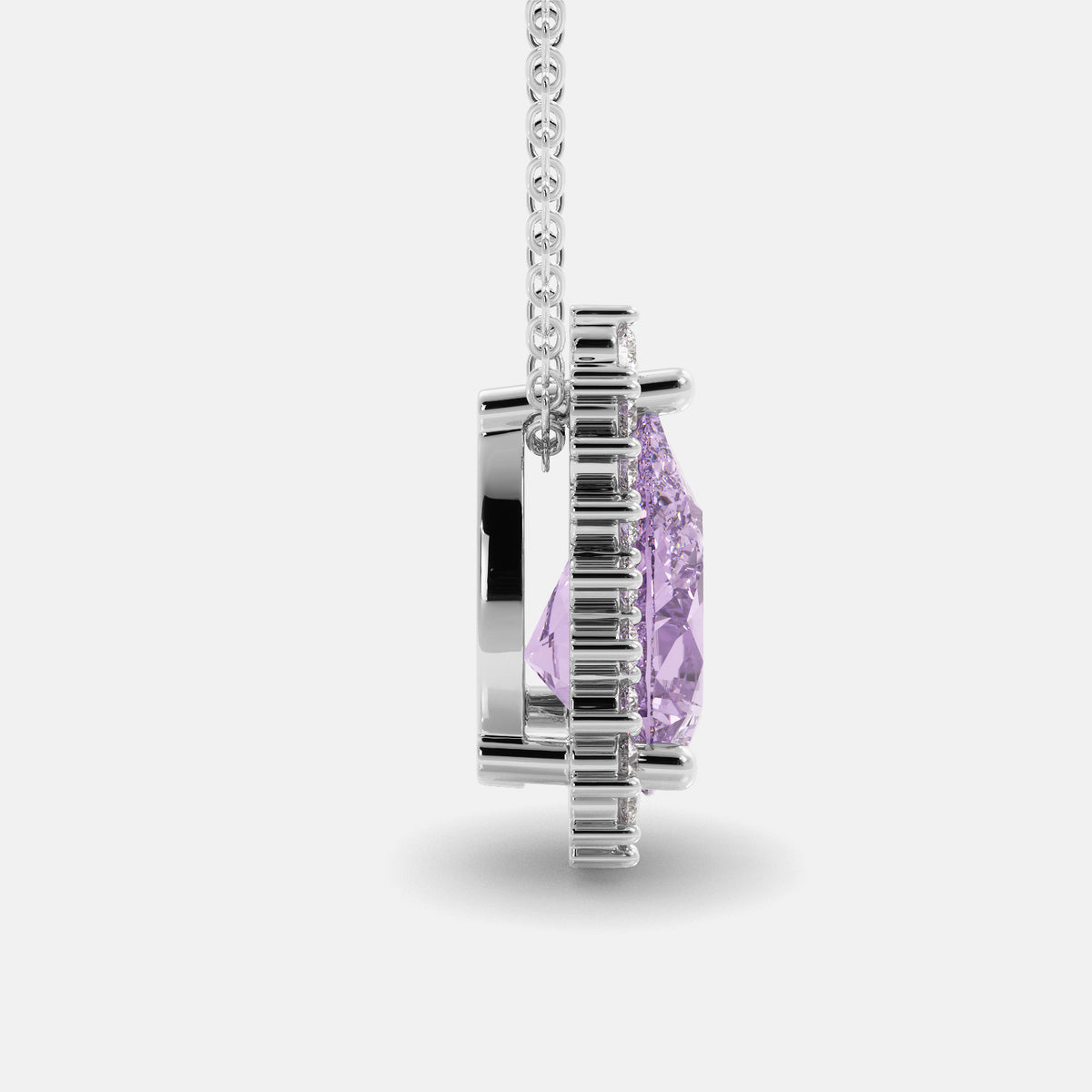 Amethyst Pear-Cut Halo Necklace