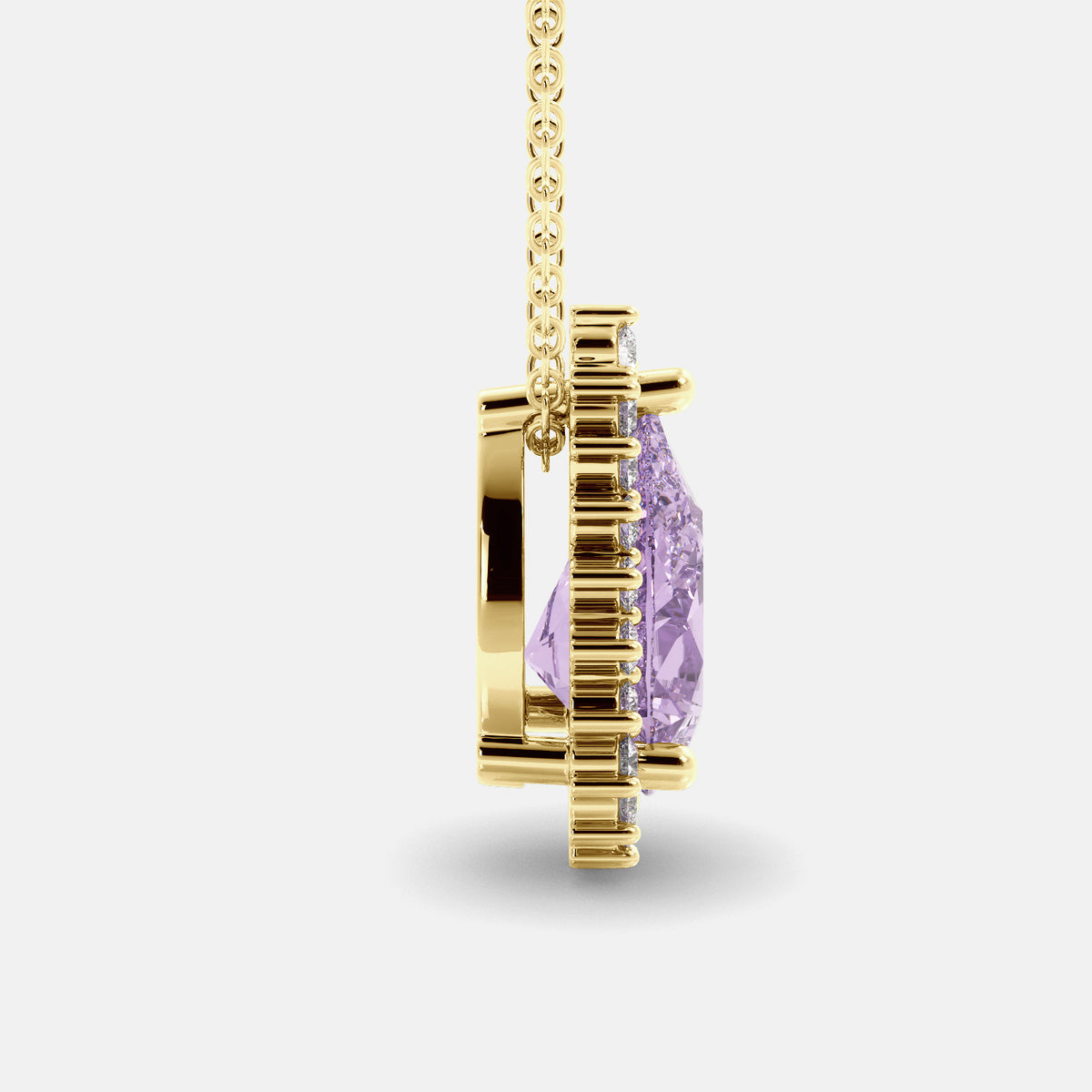 Amethyst Pear-Cut Halo Necklace