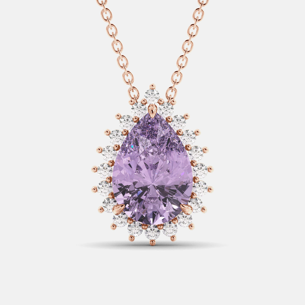 London Blue Pear-Cut Halo Necklace