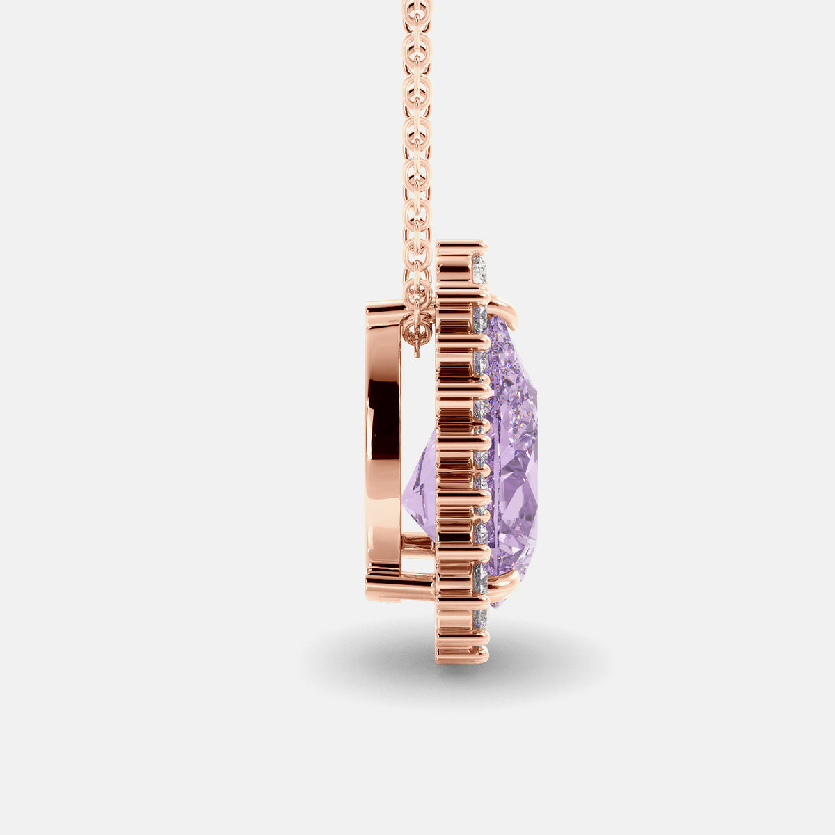 London Blue Pear-Cut Halo Necklace