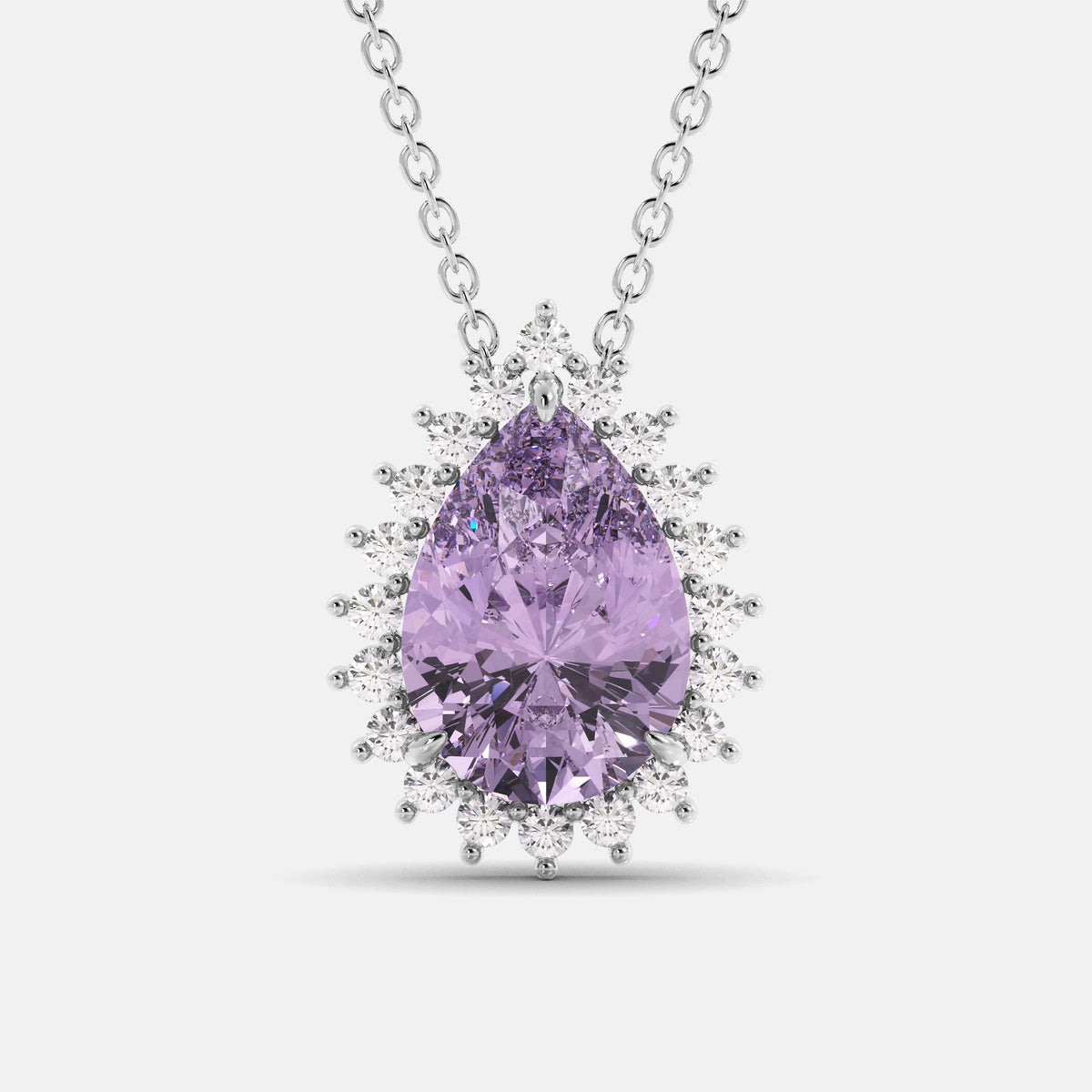 London Blue Pear-Cut Halo Necklace