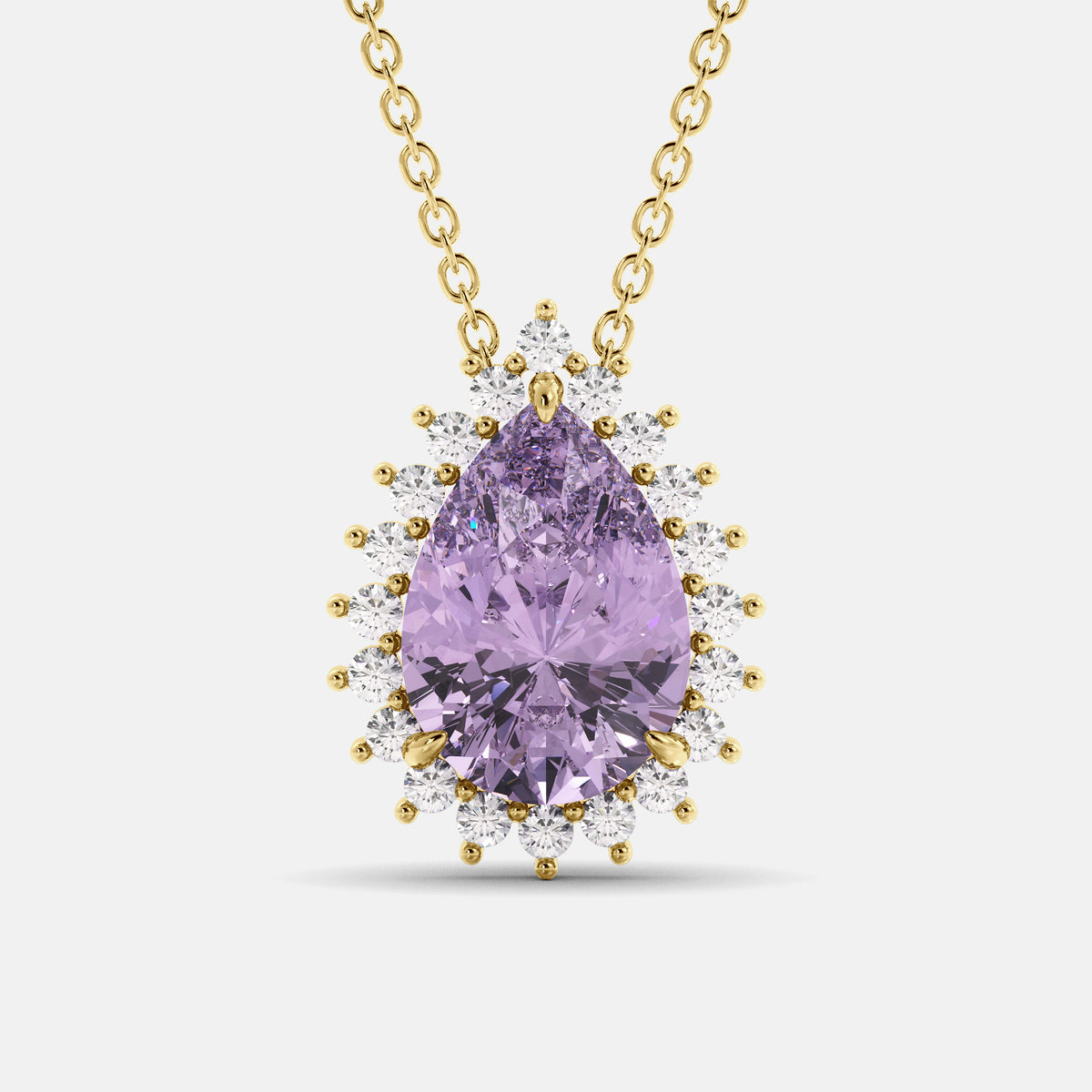 London Blue Pear-Cut Halo Necklace