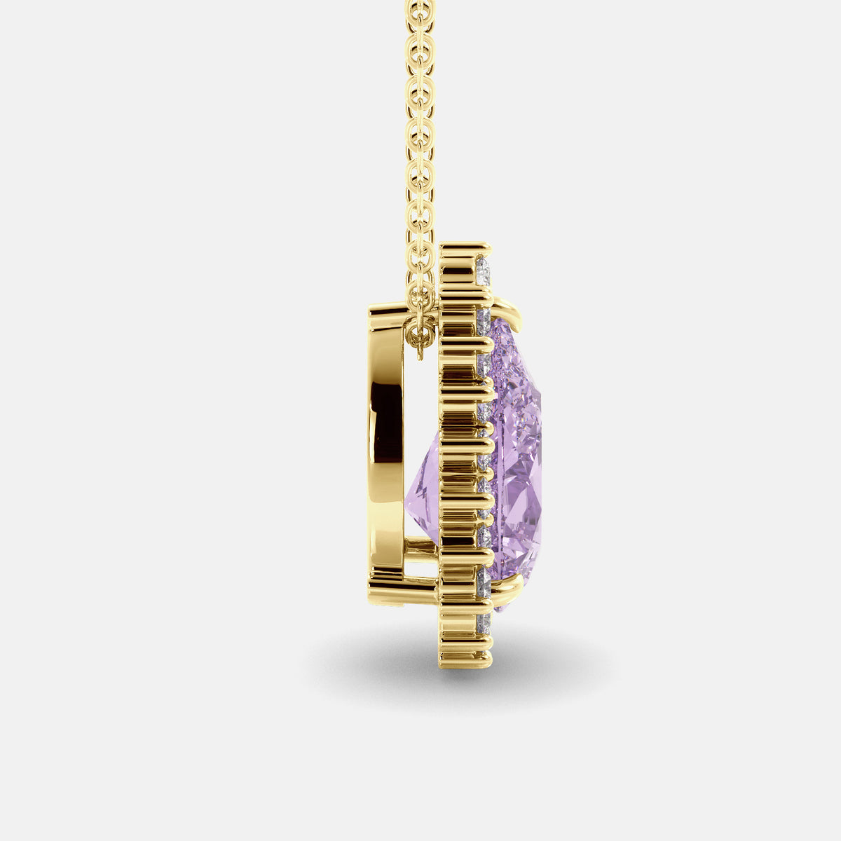 London Blue Pear-Cut Halo Necklace