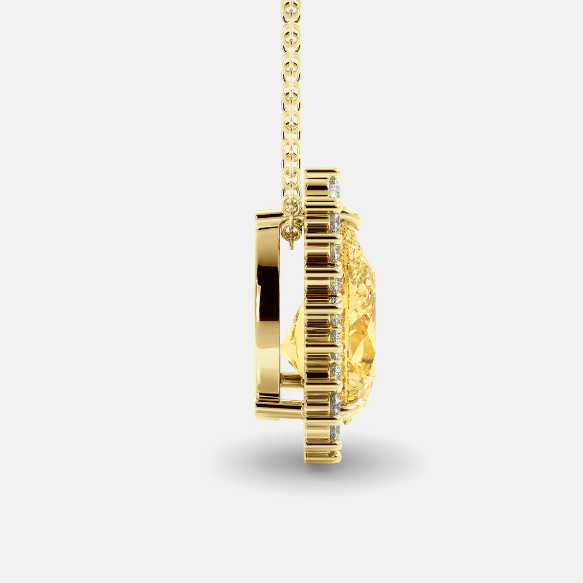 Citrine Pear-Cut Halo Necklace
