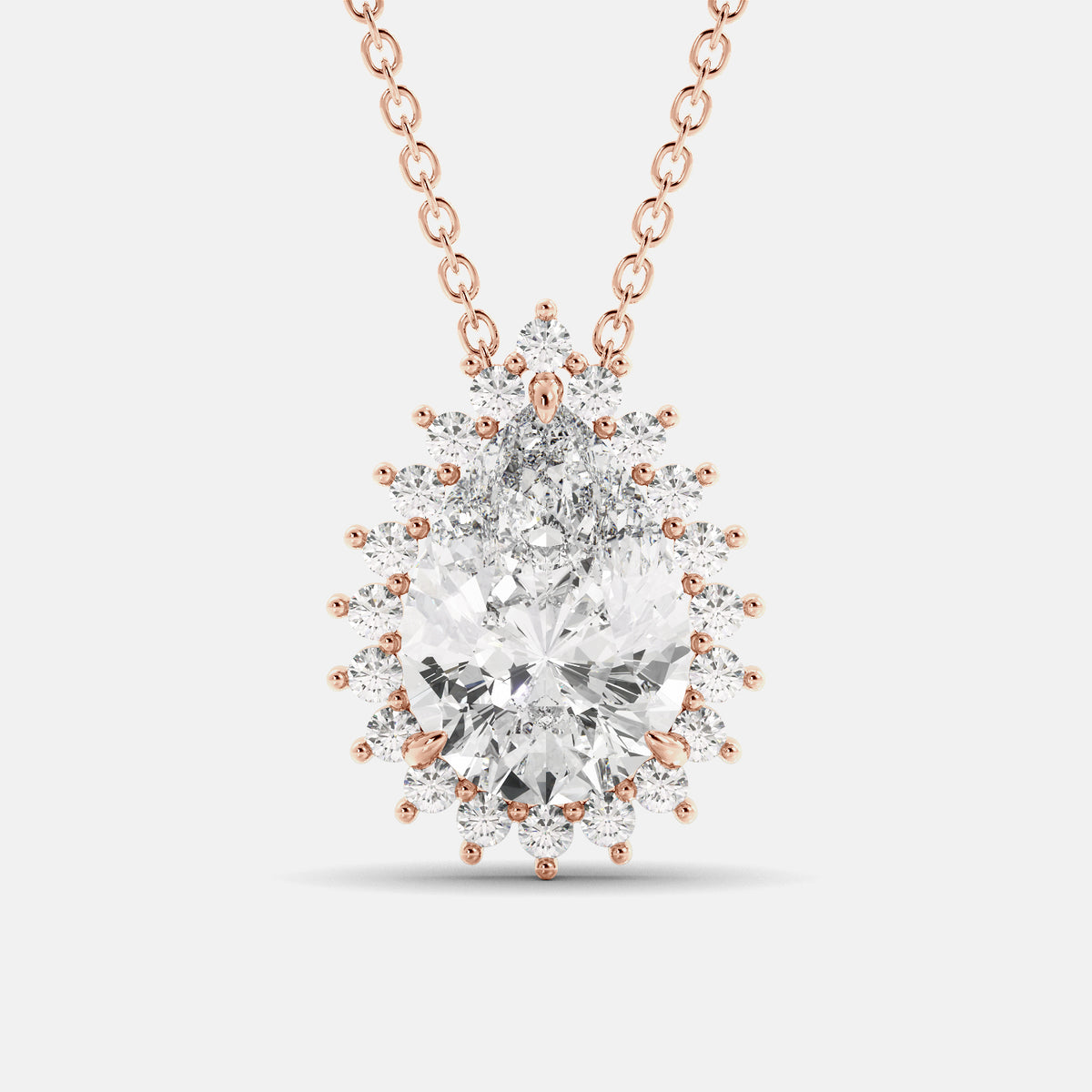 Diamond Pear-Cut Halo Necklace