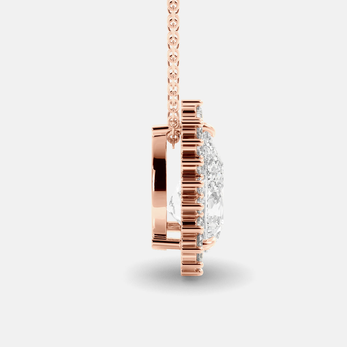 London Blue Pear-Cut Halo Necklace