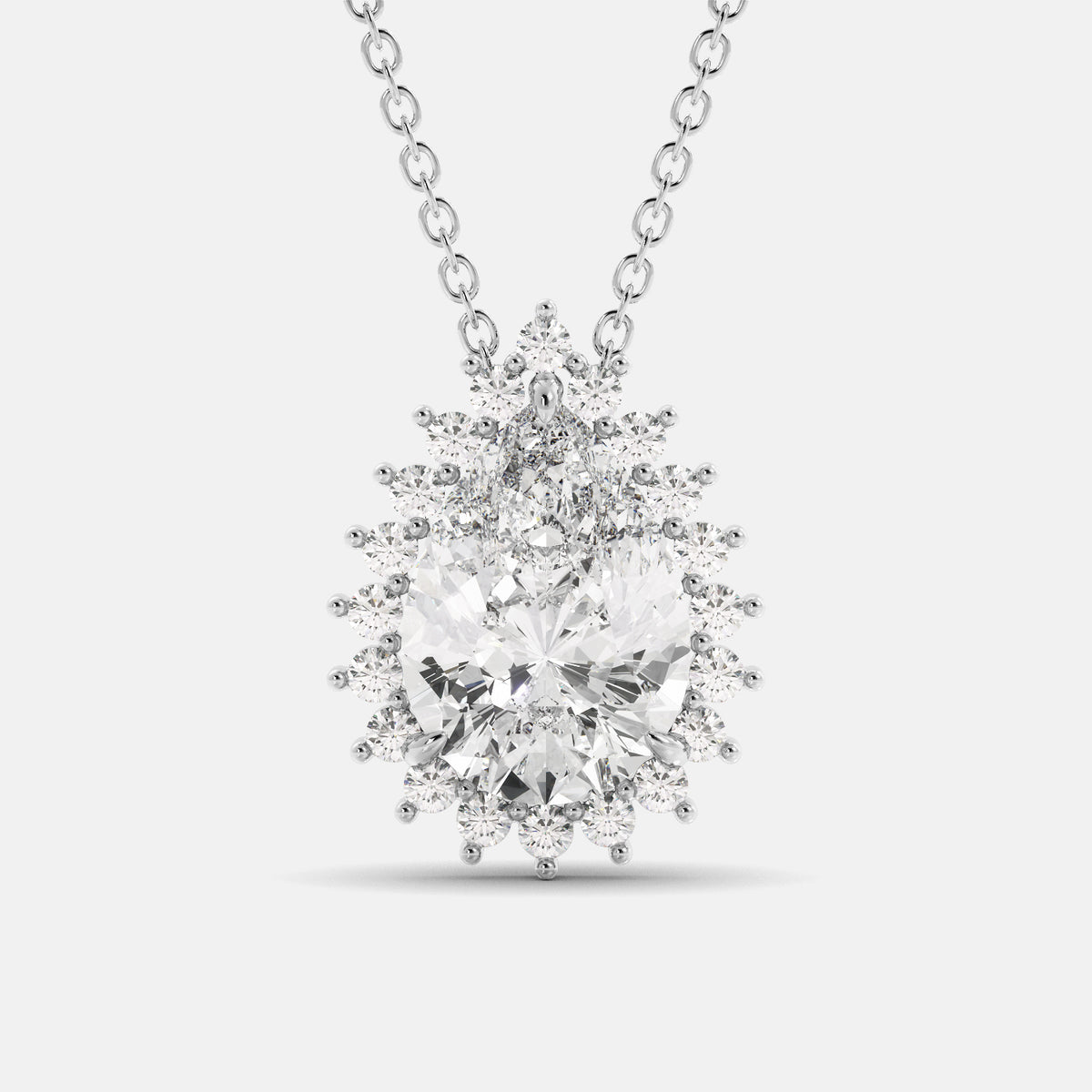 London Blue Pear-Cut Halo Necklace