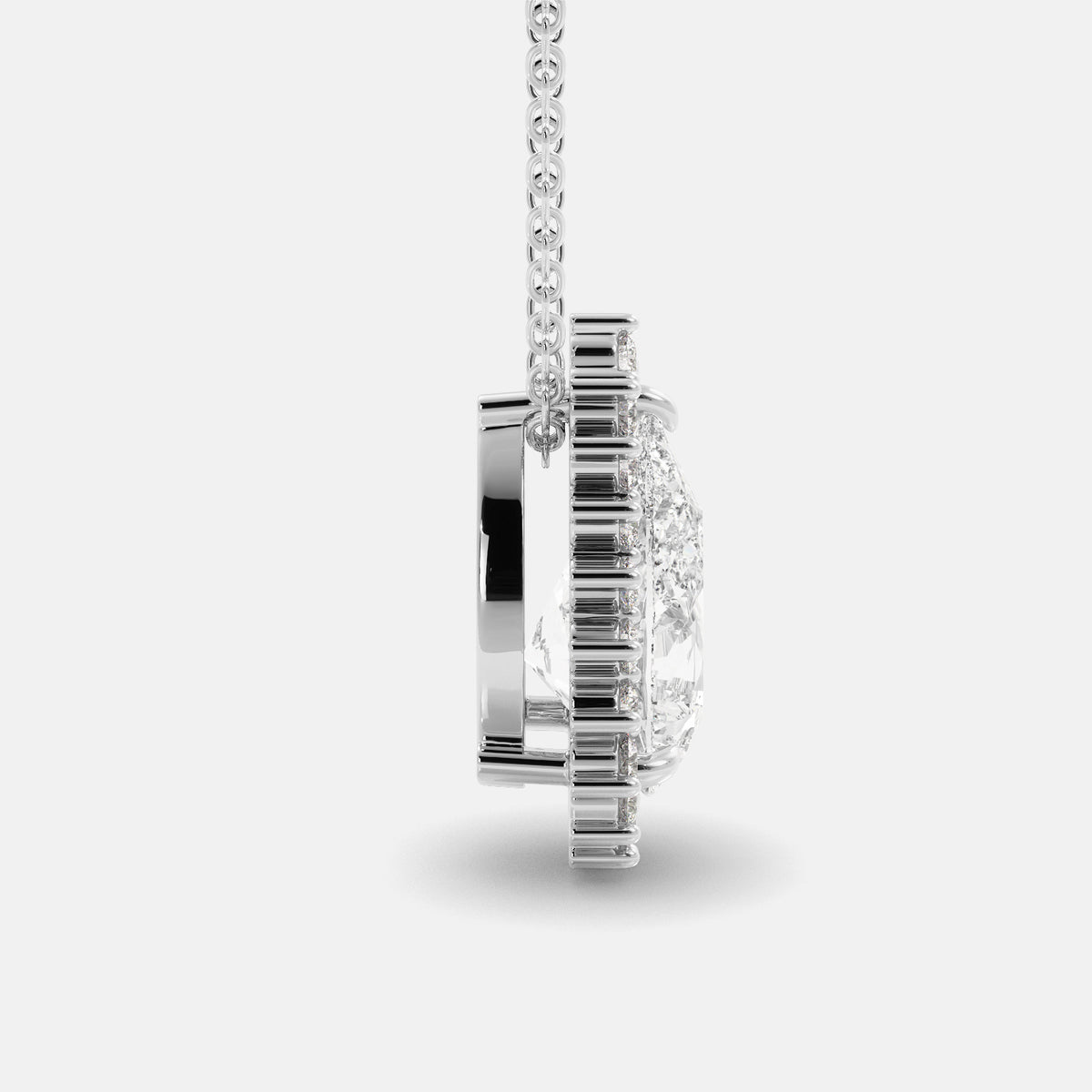 London Blue Pear-Cut Halo Necklace