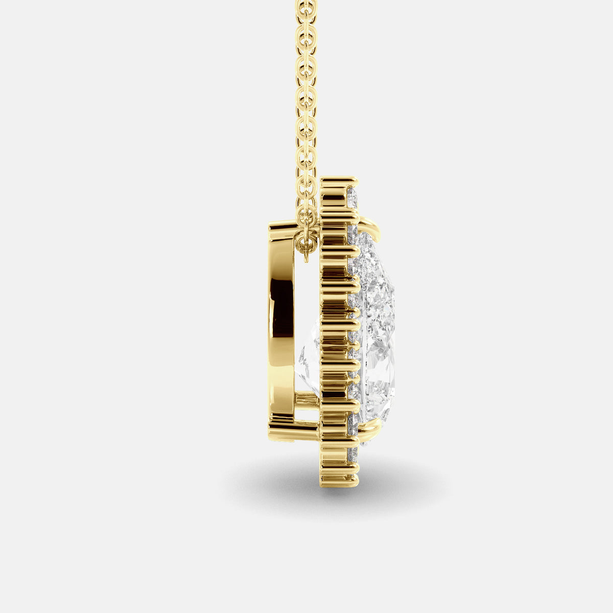 London Blue Pear-Cut Halo Necklace