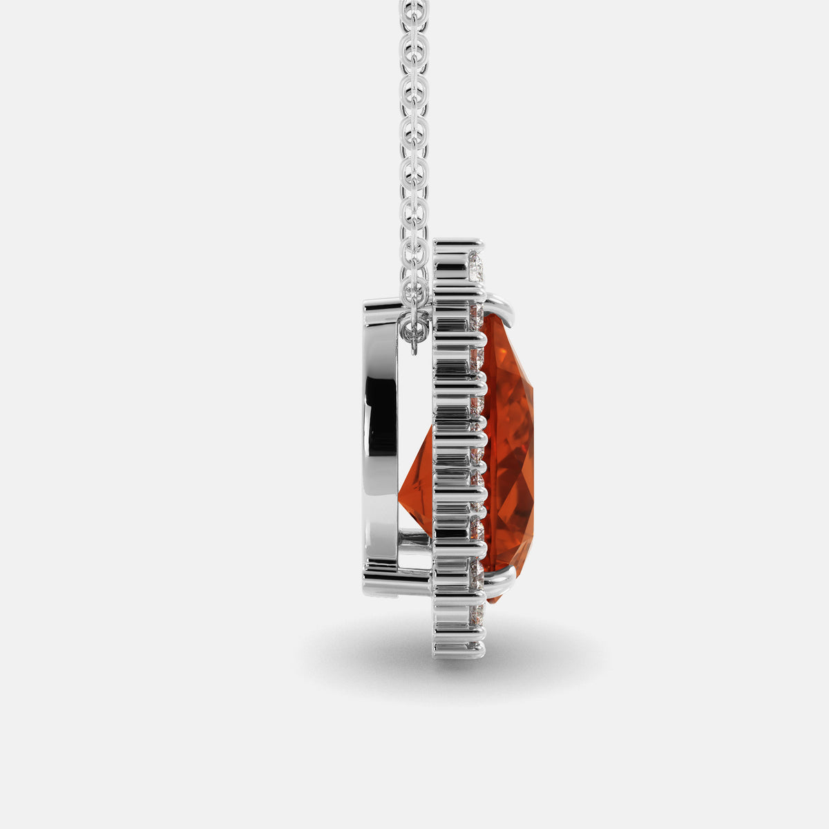 London Blue Pear-Cut Halo Necklace