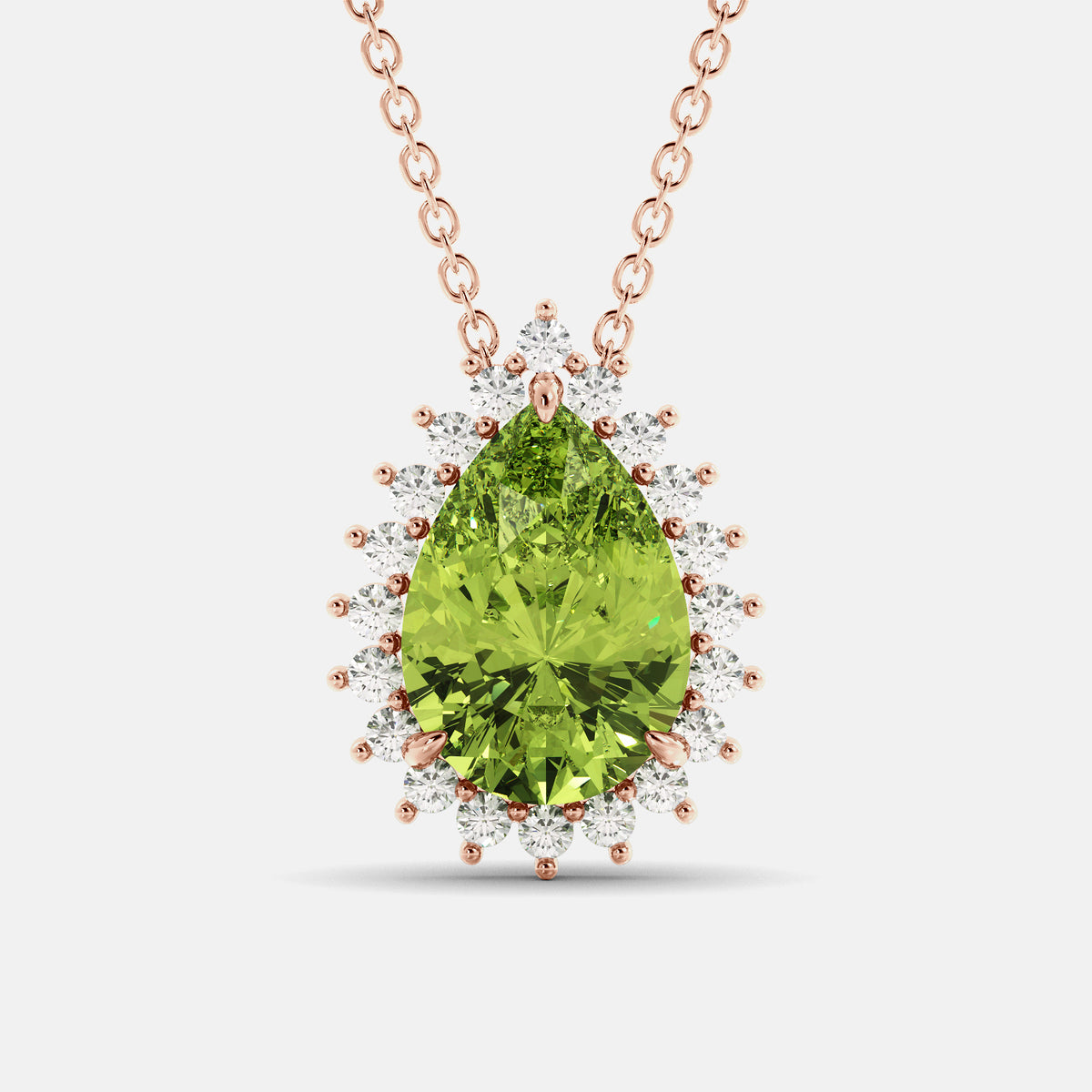 London Blue Pear-Cut Halo Necklace