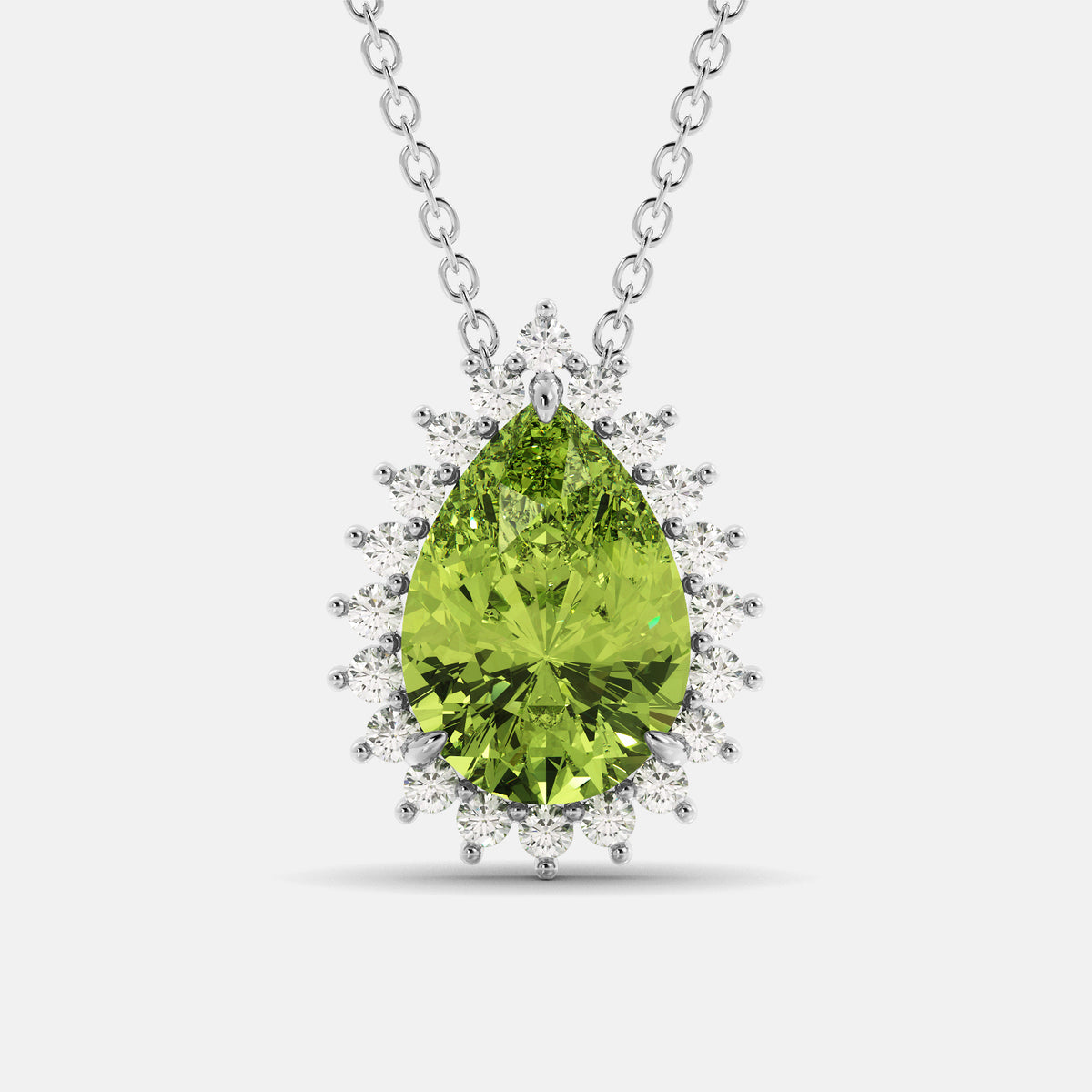 London Blue Pear-Cut Halo Necklace