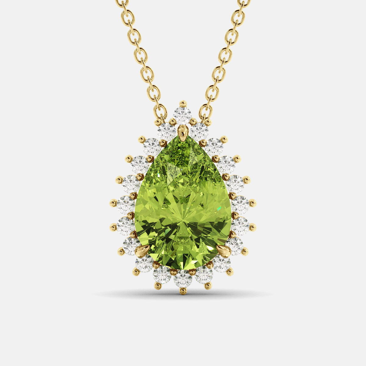 London Blue Pear-Cut Halo Necklace
