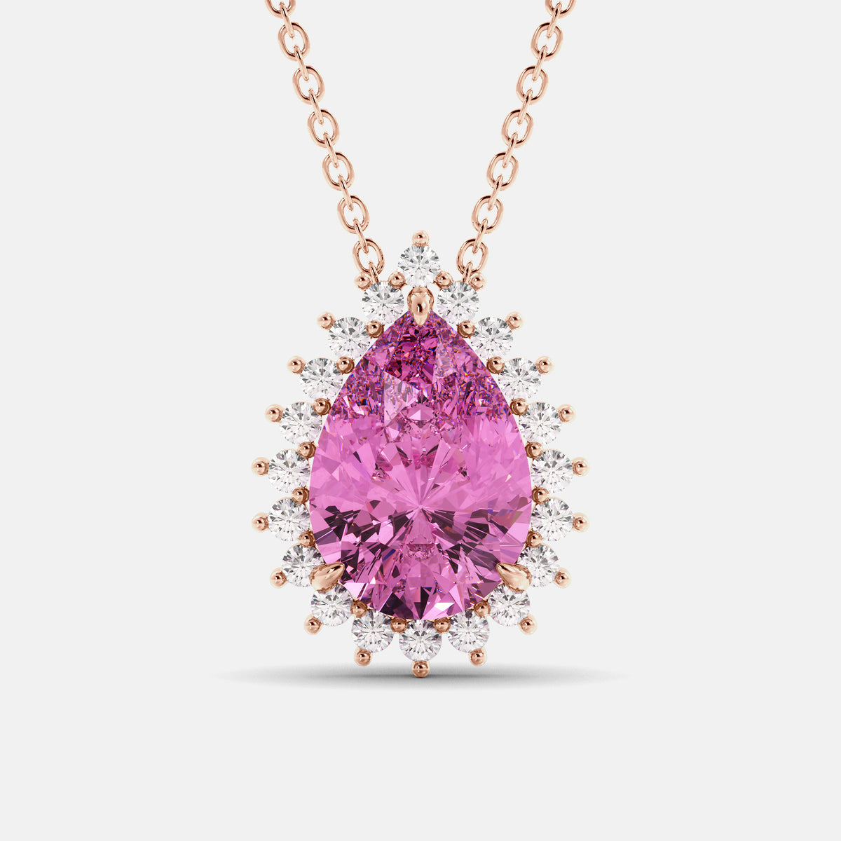 London Blue Pear-Cut Halo Necklace