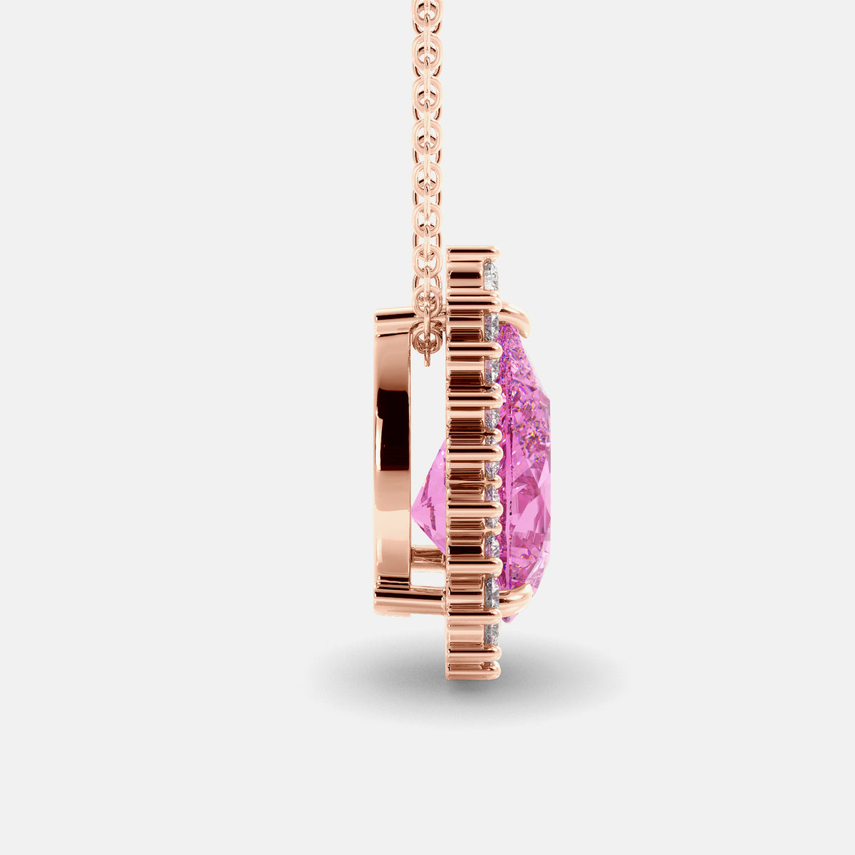 London Blue Pear-Cut Halo Necklace