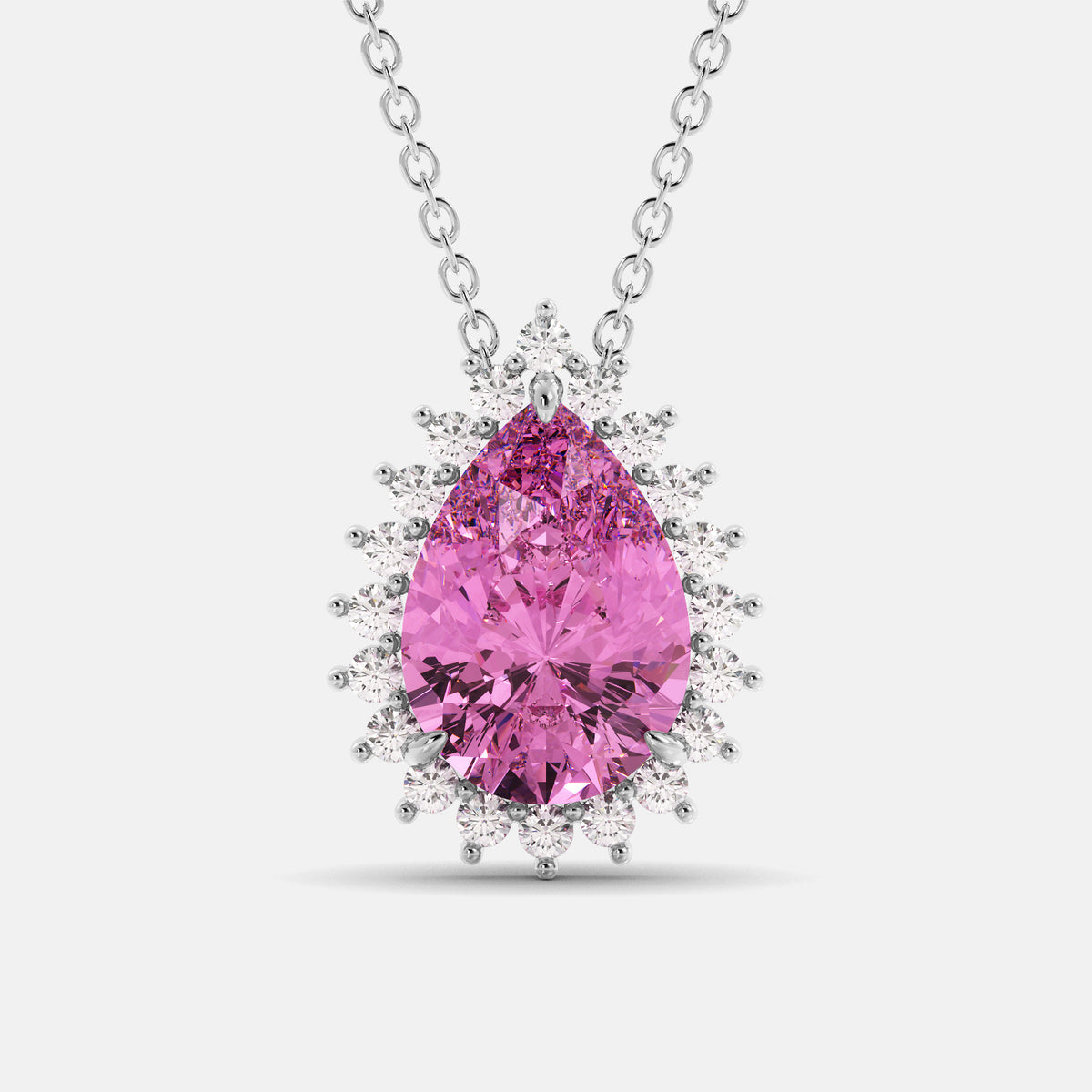 London Blue Pear-Cut Halo Necklace