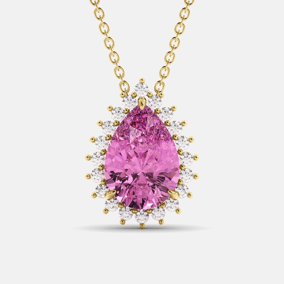 London Blue Pear-Cut Halo Necklace