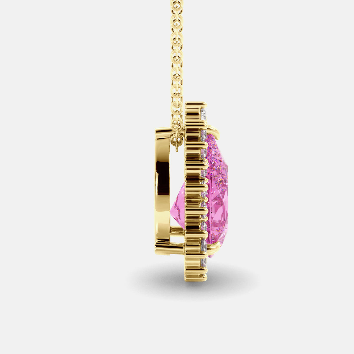 London Blue Pear-Cut Halo Necklace