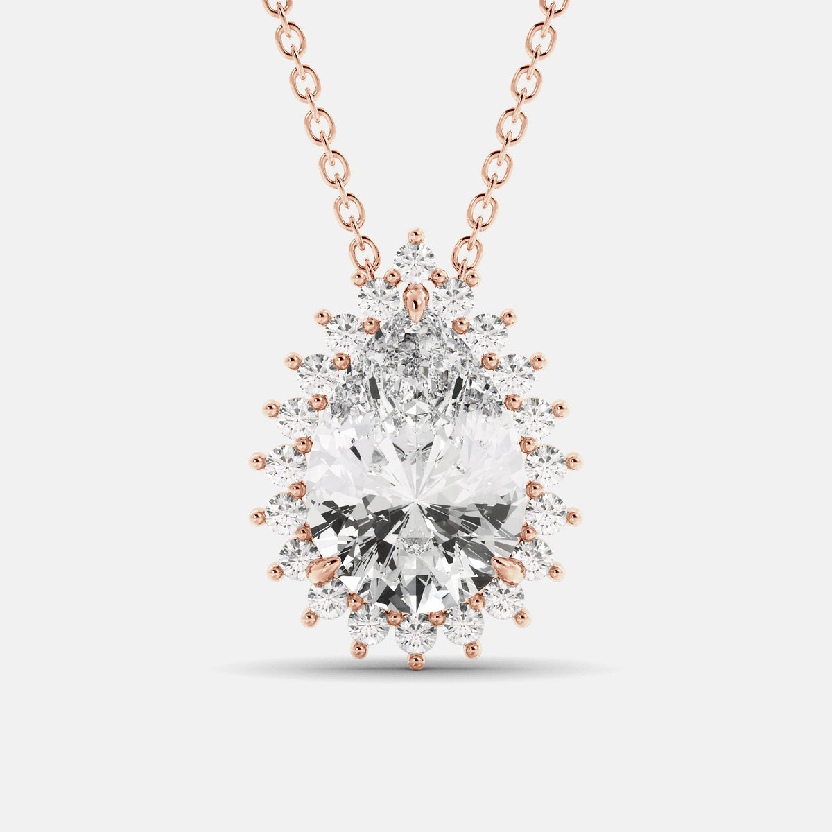 London Blue Pear-Cut Halo Necklace