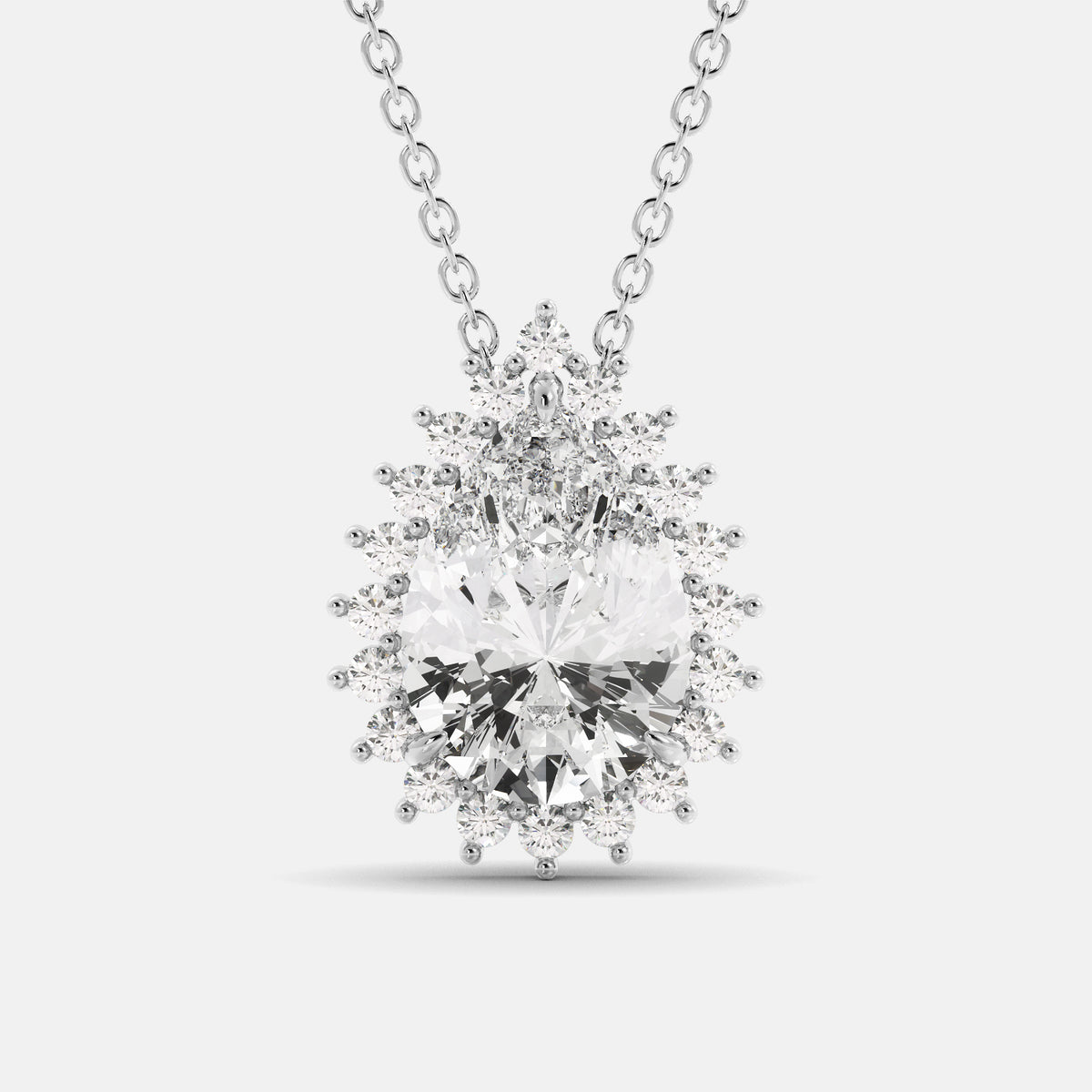 London Blue Pear-Cut Halo Necklace