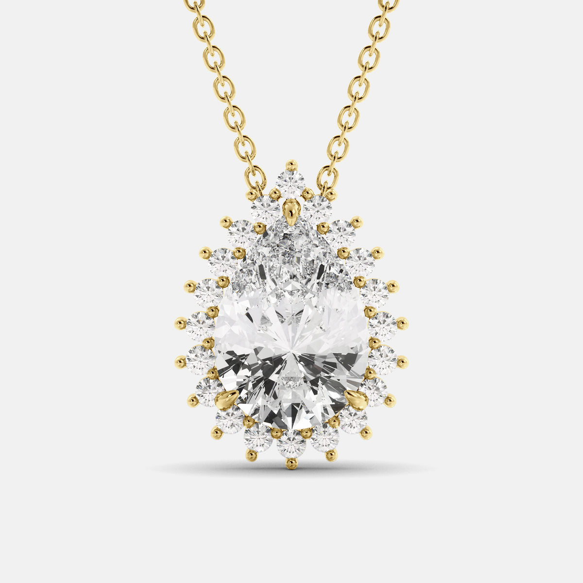 London Blue Pear-Cut Halo Necklace