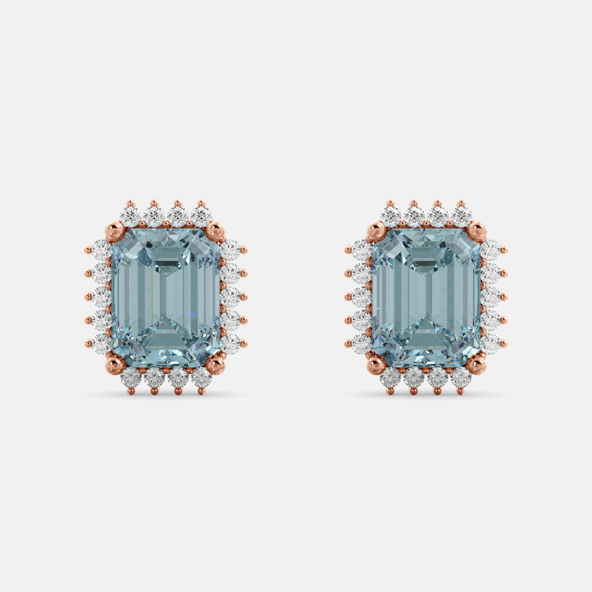 Sundaze Emerald-Cut Halo Stud Earrings