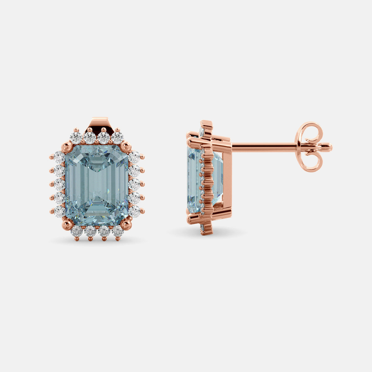 Sundaze Emerald-Cut Halo Stud Earrings