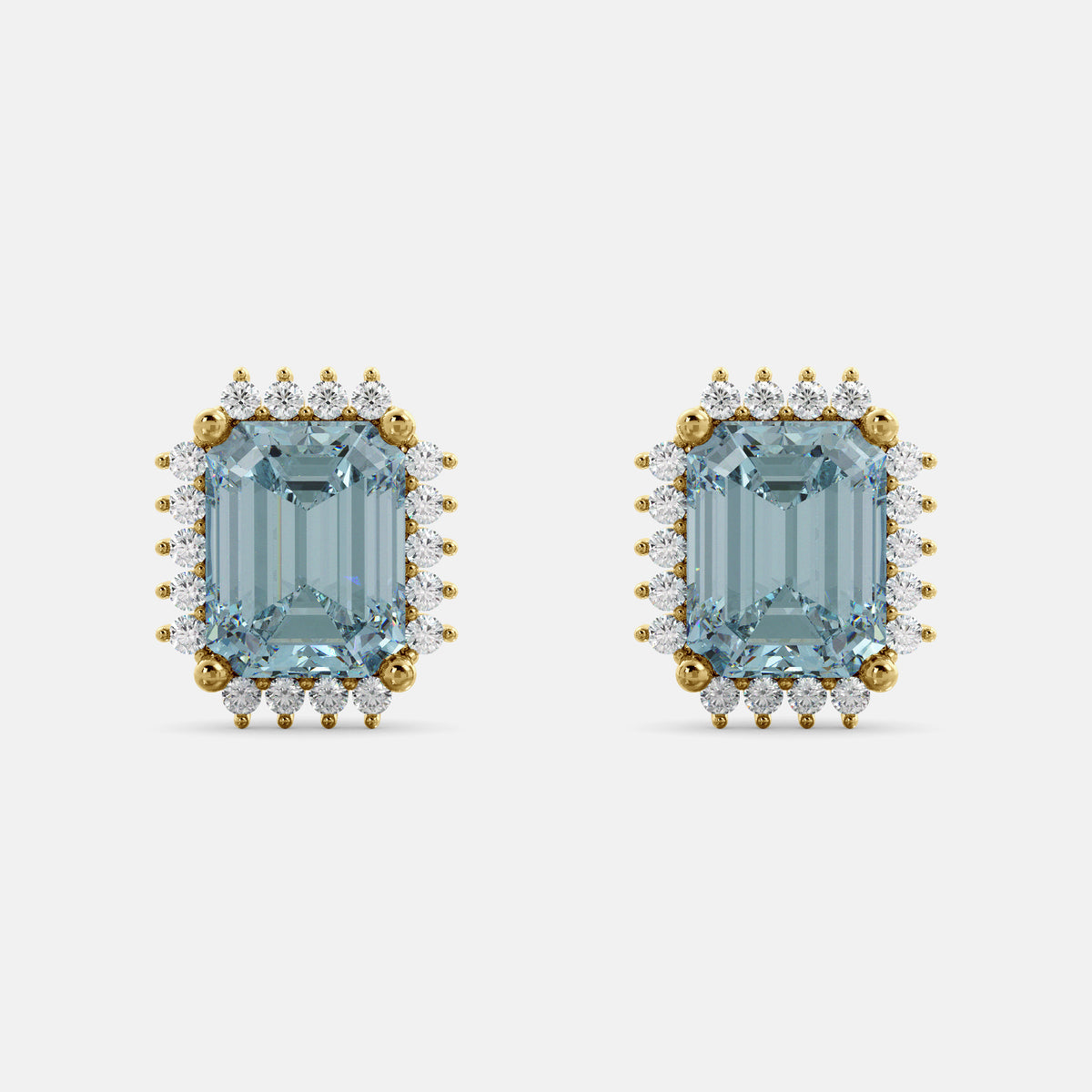 Sundaze Emerald-Cut Halo Stud Earrings