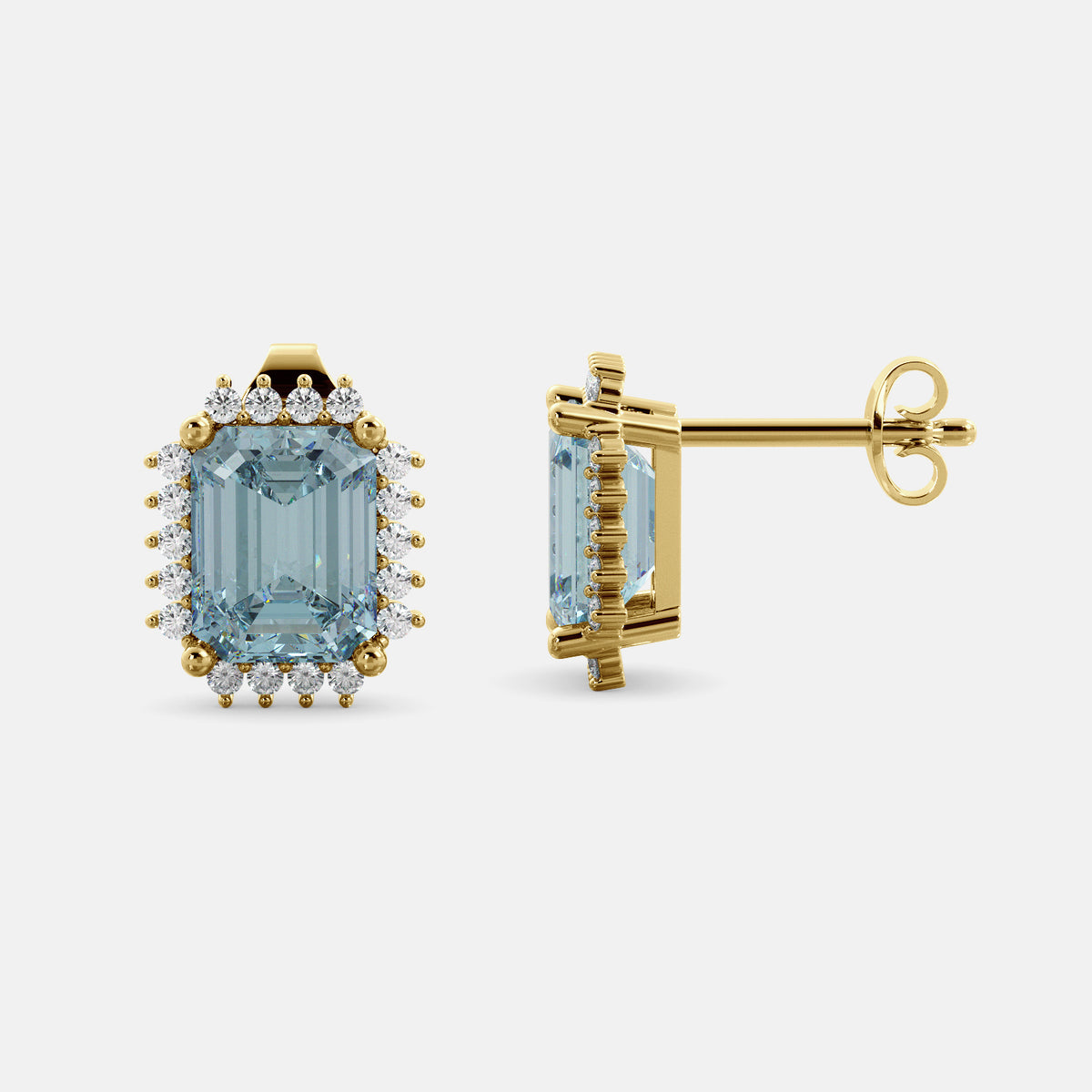Sundaze Emerald-Cut Halo Stud Earrings