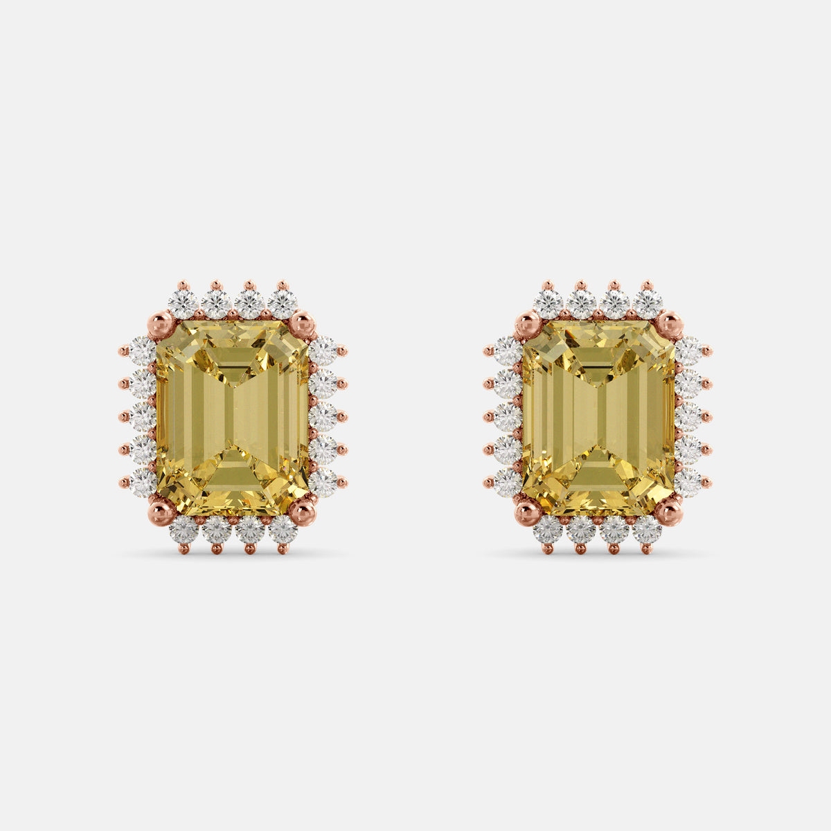 Aquamarine Emerald-Cut Halo Earrings