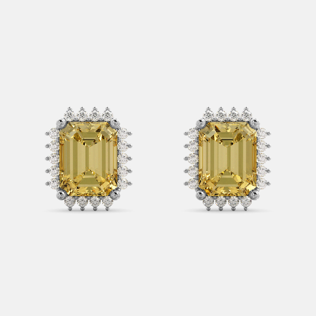 Sundaze Emerald-Cut Halo Stud Earrings