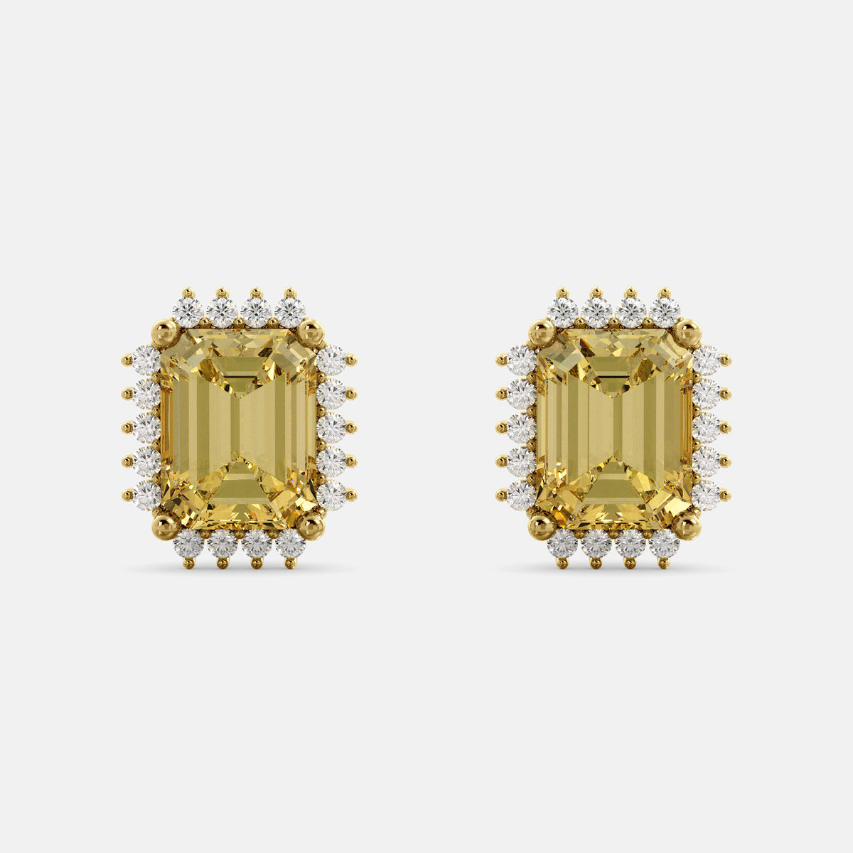 Aquamarine Emerald-Cut Halo Earrings