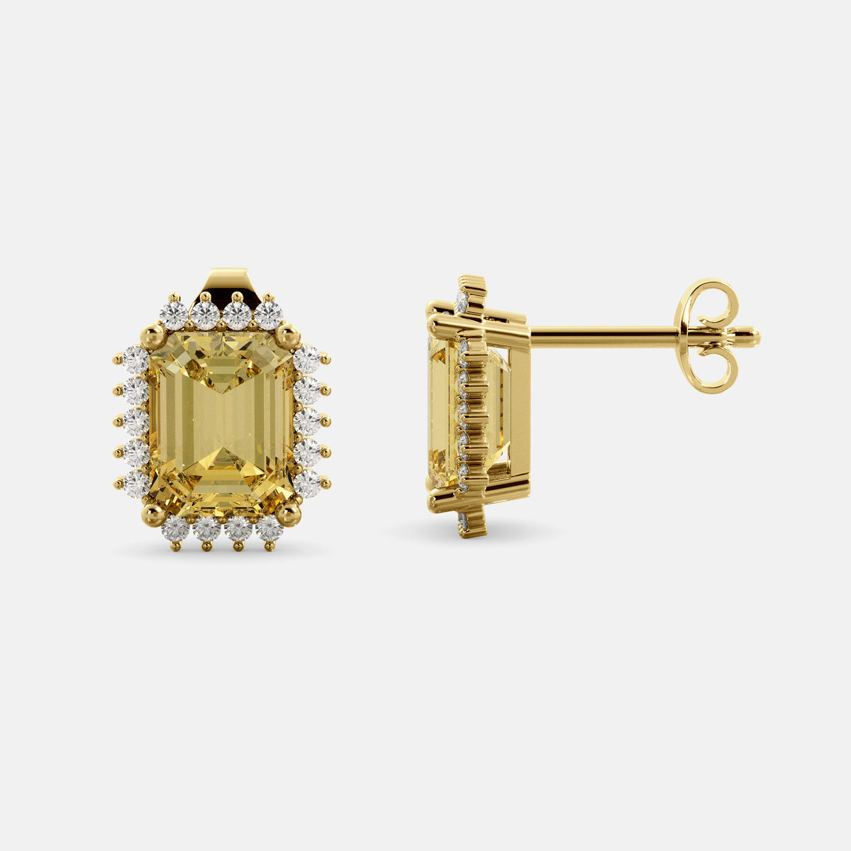 Aquamarine Emerald-Cut Halo Earrings
