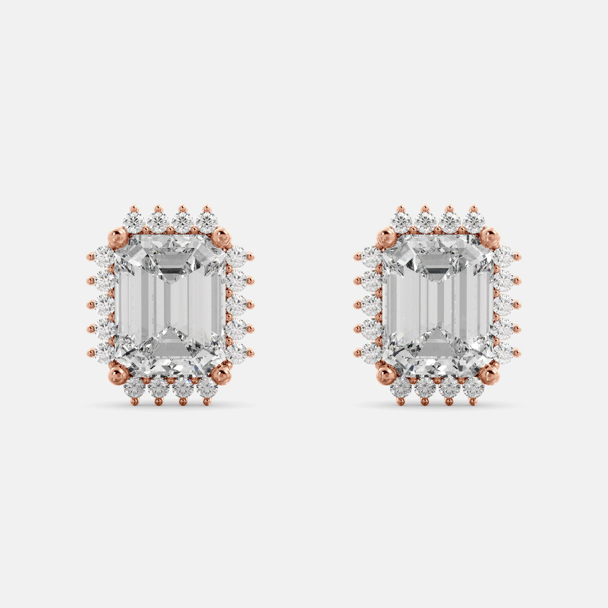 Aquamarine Emerald-Cut Halo Earrings