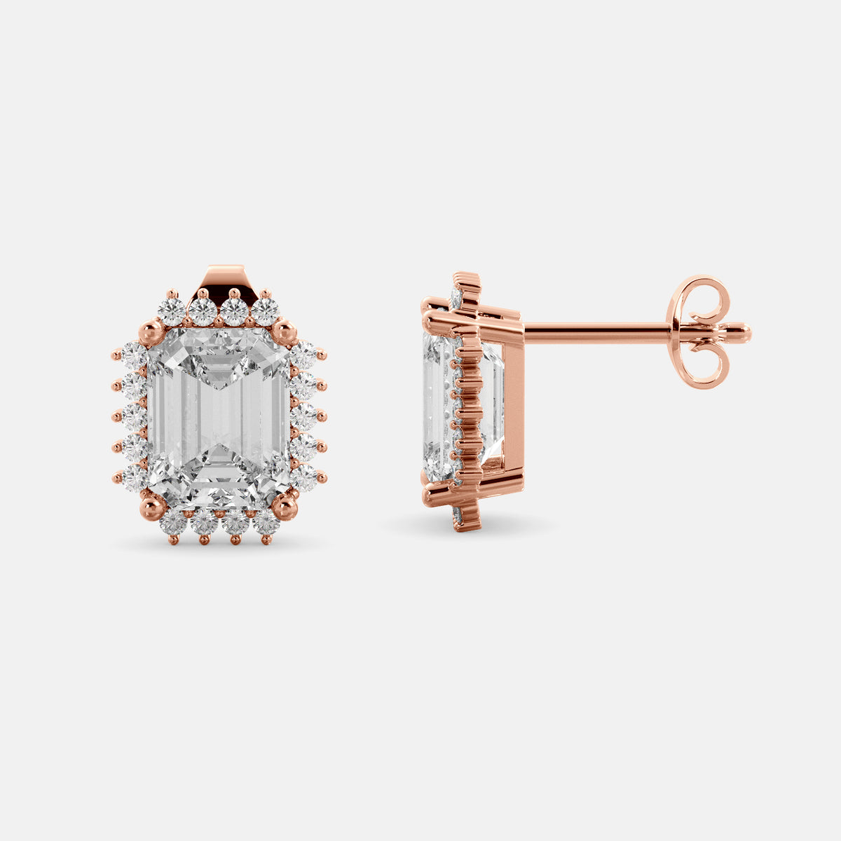 Aquamarine Emerald-Cut Halo Earrings