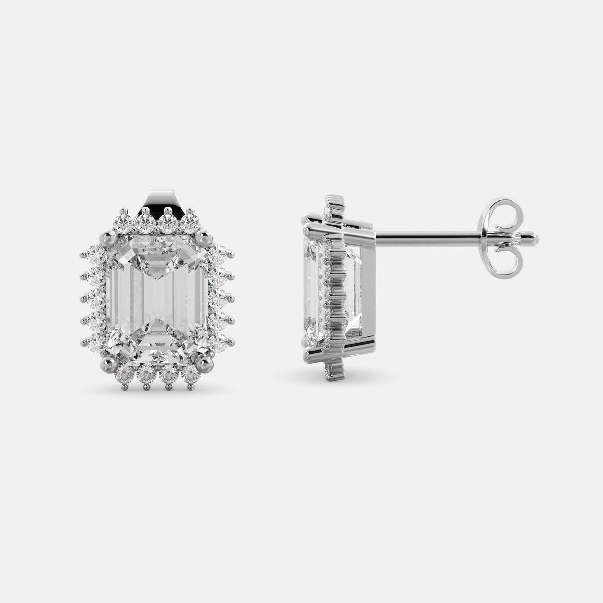 Aquamarine Emerald-Cut Halo Earrings
