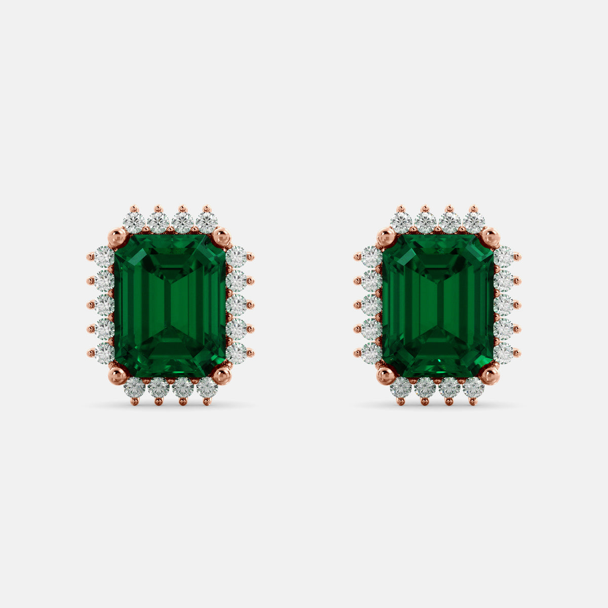 Aquamarine Emerald-Cut Halo Earrings