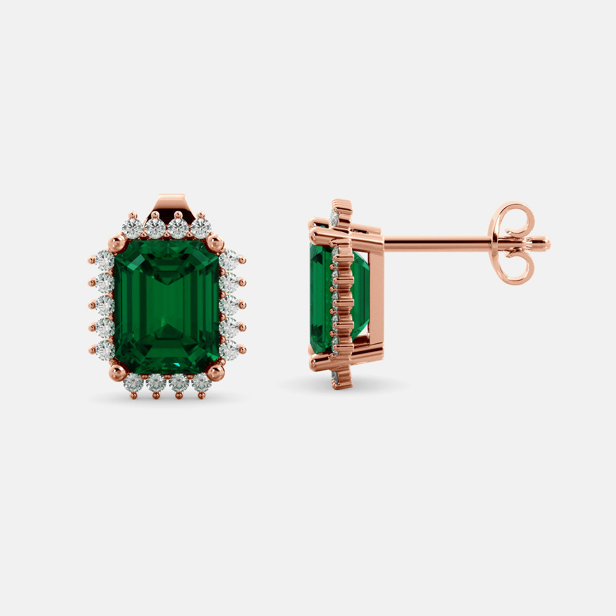 Aquamarine Emerald-Cut Halo Earrings
